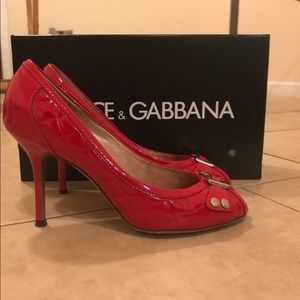 Dolce & Gabbana Red Patent Leather Pump Size 37.5